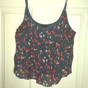 Dark teal floral crop tank